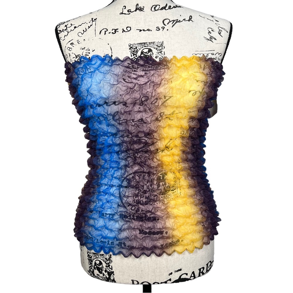 AKIRA Popcorn Scrunch Sheer Tie Dye Multicolored Layering Top Skirt